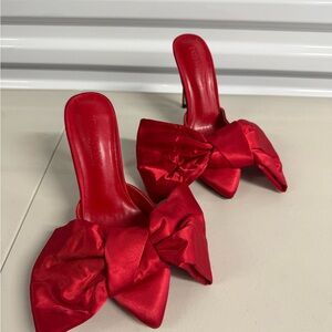 Elegant Red Bow Women's Heels